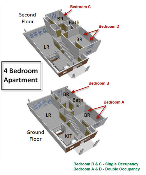 floorplan of a four bedroom apartment