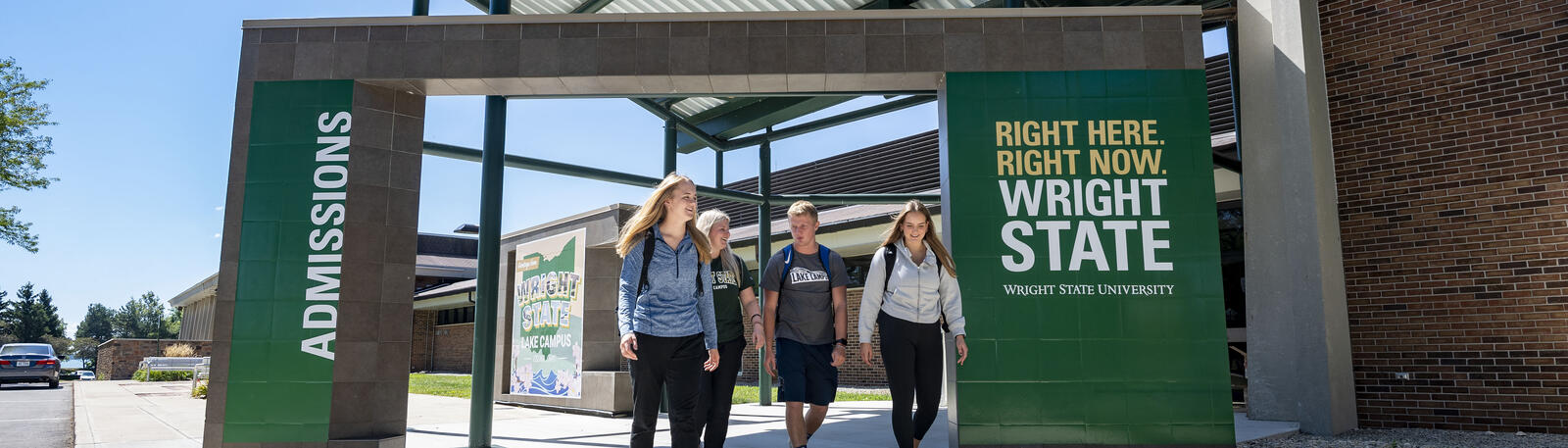 photo of students walking outside at lake campus