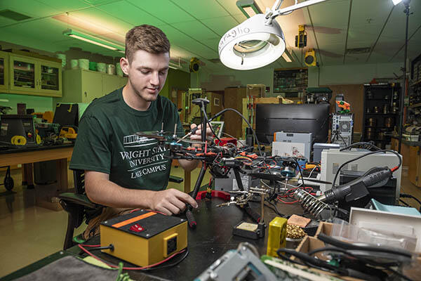 student in engineering lab