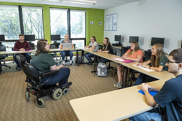 students and professor in classroom